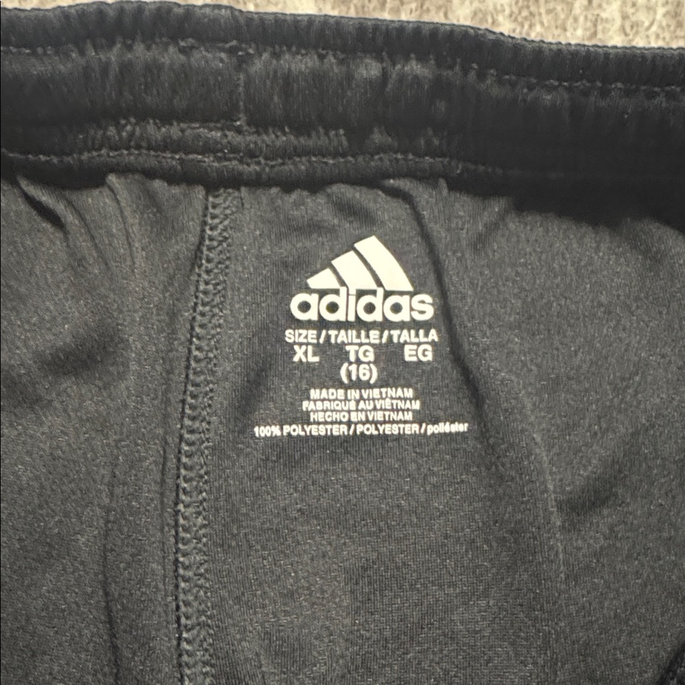 Adidas Girls Youth Active Shorts Running Track Black White 3 Stripe XL 16 - Picture 3 of 5